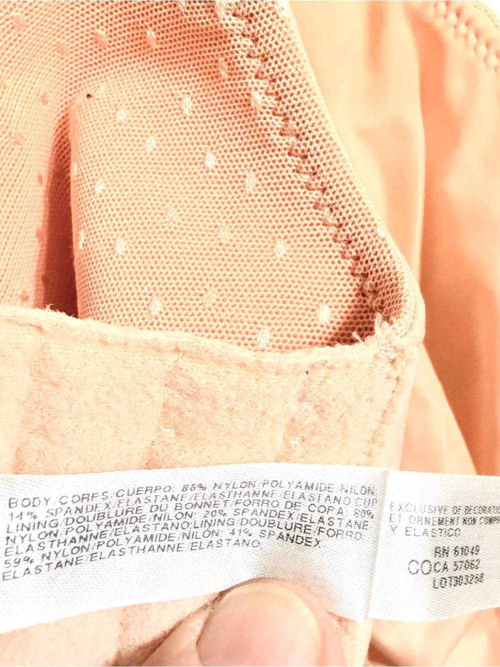 Wacoal Back Appeal Underwire Bra Womens 40D Peach Lightly Lined Lace Breathable